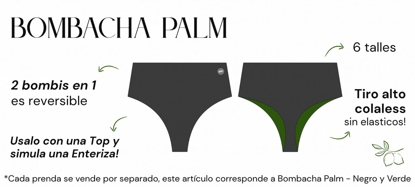 bombacha colaless tiro alto en negro y verde